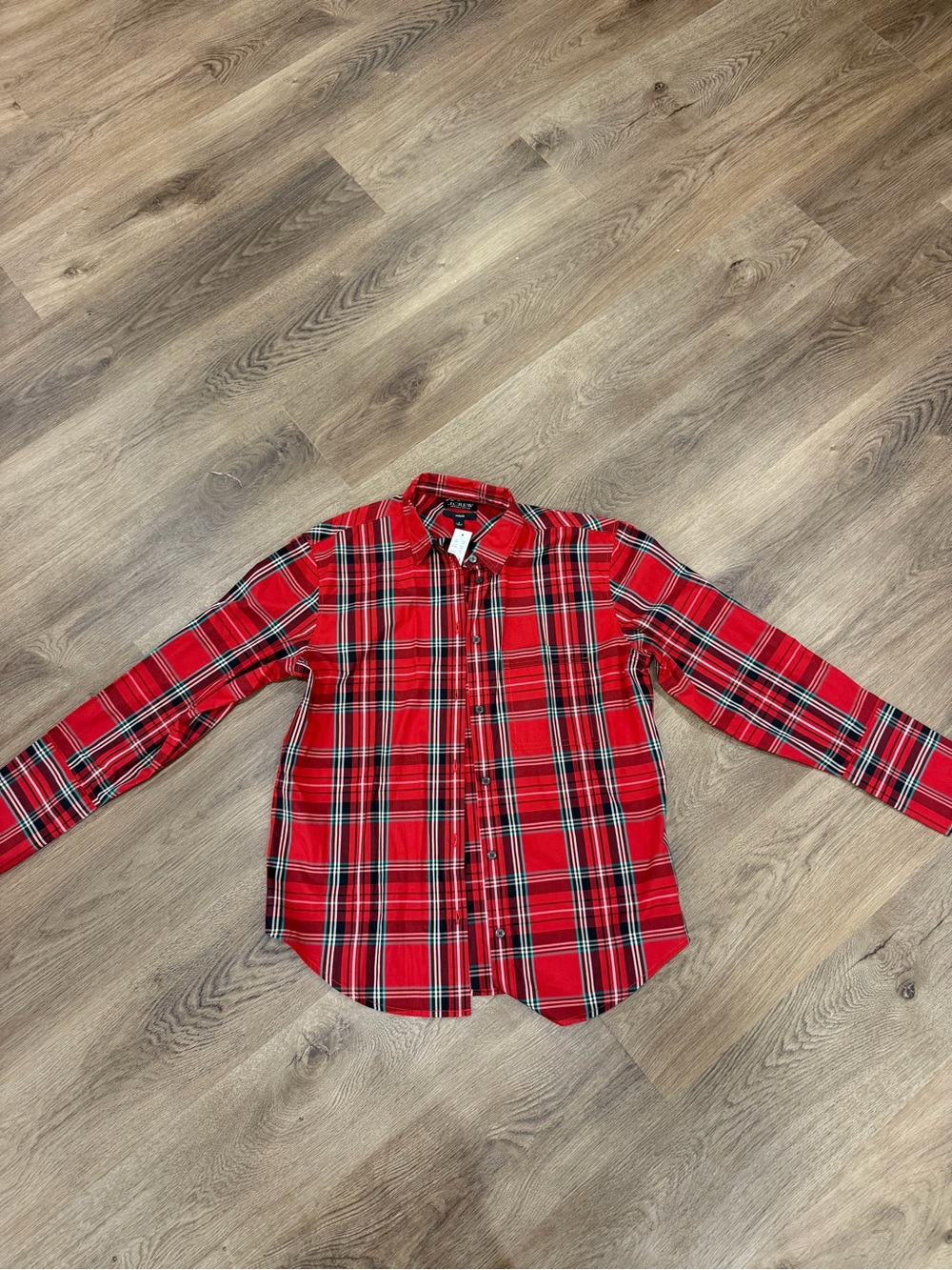 J. Crew Red Black Plaid Button-Down Shirt